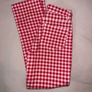 Princess Polly Straight Red/White Gingham Pants (size 0/2)